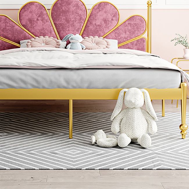 Letto standard in acciaio glam con testiera rivestita, letto a pannello alto 47 "