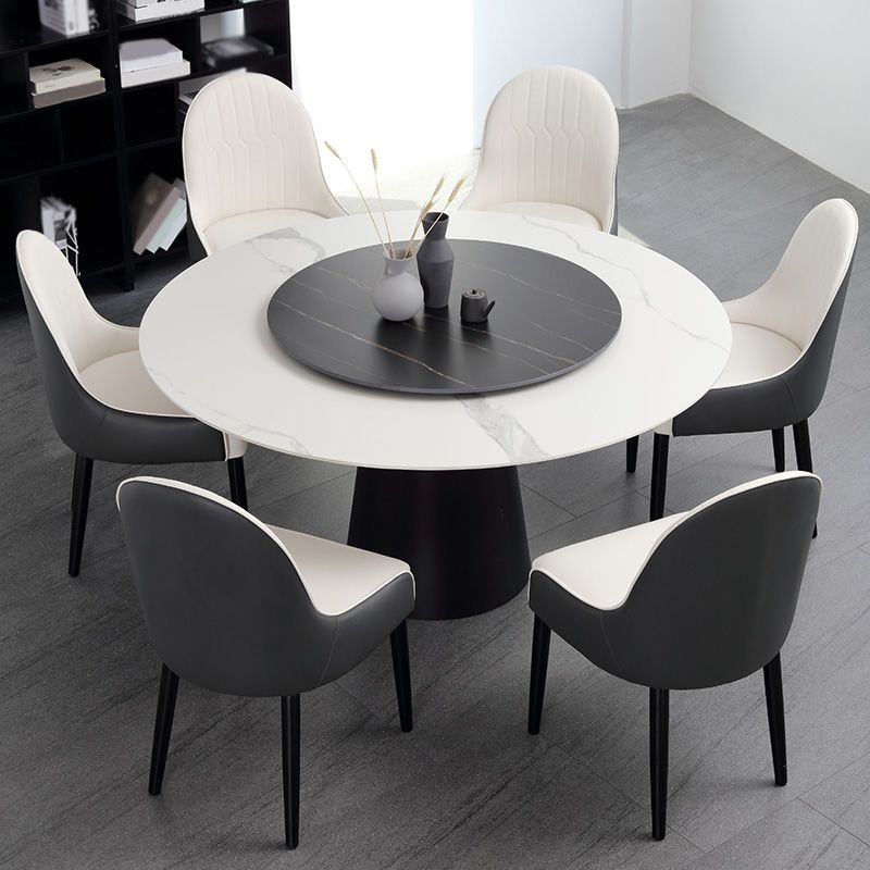 Modern Round Dinette Set 1/3/4/5/7 Pieces Sintered Stone Dining Table Set with Turntable Clearhalo 'Dining Room Sets' 'Dining Tables & Seating' 'dining_room_set' 'furn' 'furn_dining_room_set' 'Furniture' 'furniture_dining_room_set' 'Kitchen & Dining Furniture' 1200x1200_3fb3652b-bd92-4131-a1ef-bf77045fe722