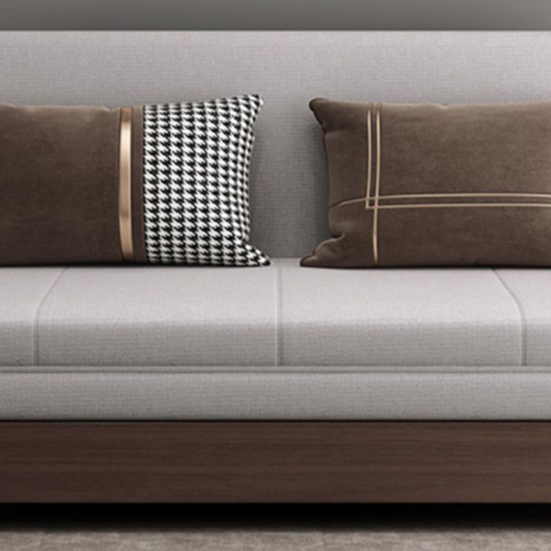 Divano letto in legno in legno massiccio di divano di lino convertibile in grigio