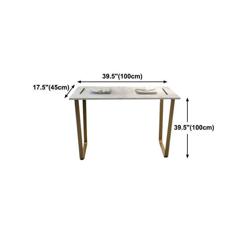 Glam Rectangle Faux Marble Pub Bar Table Indoor Metal Bar Dining Table with Sled Pedestal Clearhalo 'Bar Furniture' 'Bar Tables' 'bar_tables' 'furn' 'furn_bar_tables' 'Furniture' 'furniture_bar_tables' 'Kitchen & Dining Furniture' 1200x1200_3fb5908a-4055-49da-92b9-93596c65bad8