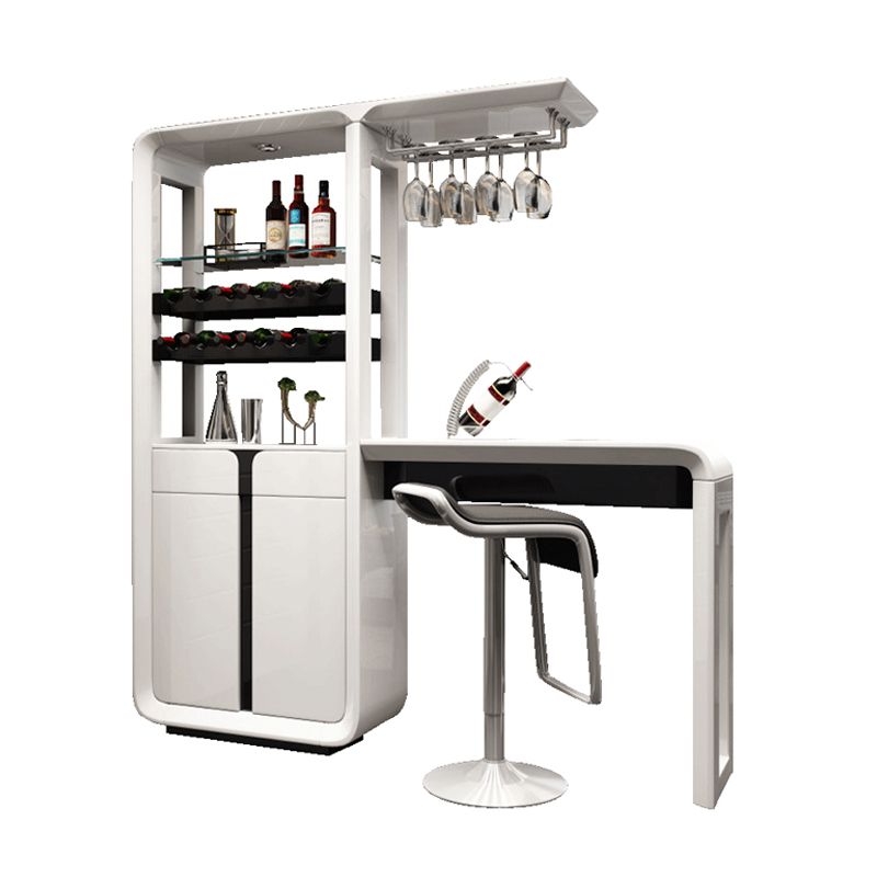 Glam White Laminate Bar Table 39.3"H Bistro Table with Wine Glass Holders, Only Table Clearhalo 'Bar Furniture' 'Bar Tables' 'bar_tables' 'furn' 'furn_bar_tables' 'Furniture' 'furniture_bar_tables' 'Kitchen & Dining Furniture' 'kitchen&dining_furn' 'kitchen' 1200x1200_3fb76748-7ca3-4aca-b746-fb5f432c8997