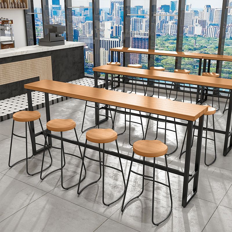 1/5 pièces Industrial Iron Bar Table Set Rectangle Pine Wood Top Bistro Set avec reproche