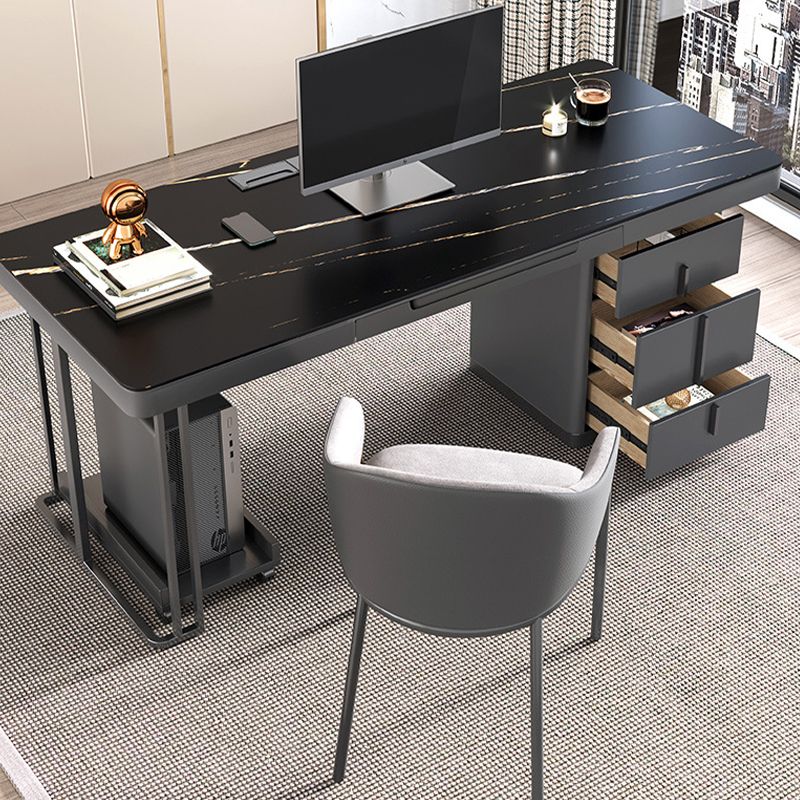 Stone Modern Style Writing Desk Rectangular Shape Office Table with 2-Legs for Office Clearhalo 'furn' 'furn_office_desk' 'Furniture' 'Office Desks' 'Office Furniture' 'office_desk' 1200x1200_3fb88282-ac7a-4d14-89c2-d839d5fb827a