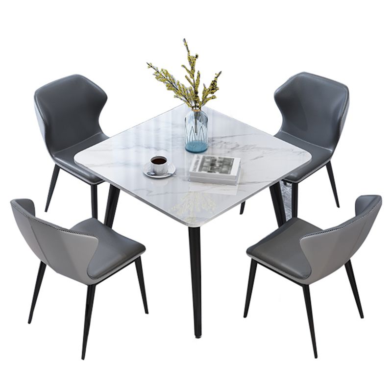 Square Industrial Dining Table White Tone Fixed Table with Sintered Stone Clearhalo ' dining_table' 'Dining Tables & Seating' 'Dining Tables' 'furn' 'furn_dining_table' 'Furniture' 'furniture_dining_table' 'Kitchen & Dining Furniture' 'kitchen&dining_furn' 'kitchen' 'kitchen_dining_table' 1200x1200_3fb99182-c370-4df6-b996-e42cf8f4c133