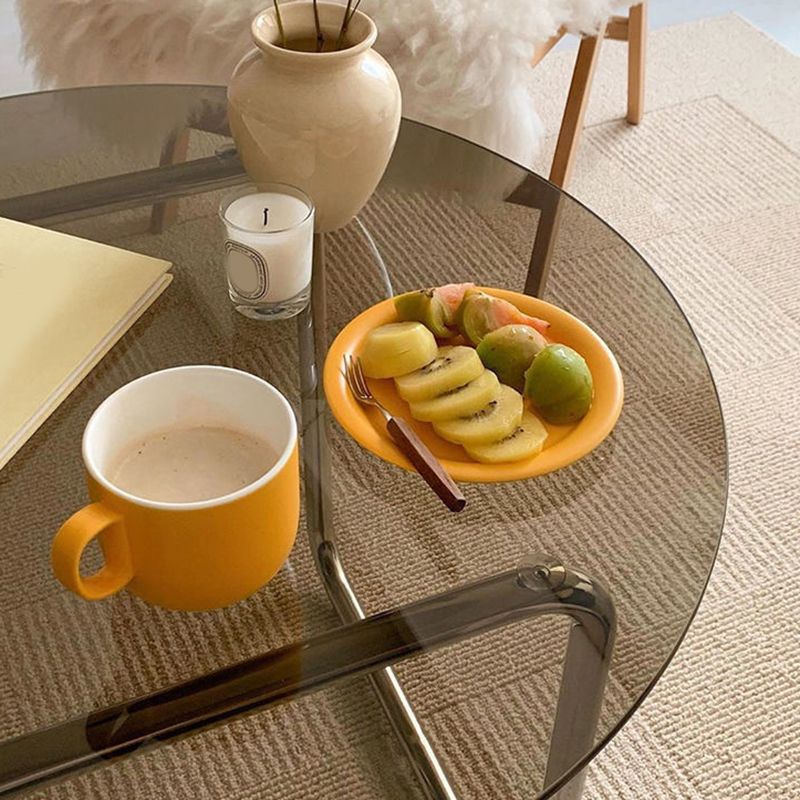 Ronde helderglazen cocktailtafel Moderne stalen sledesalontafel