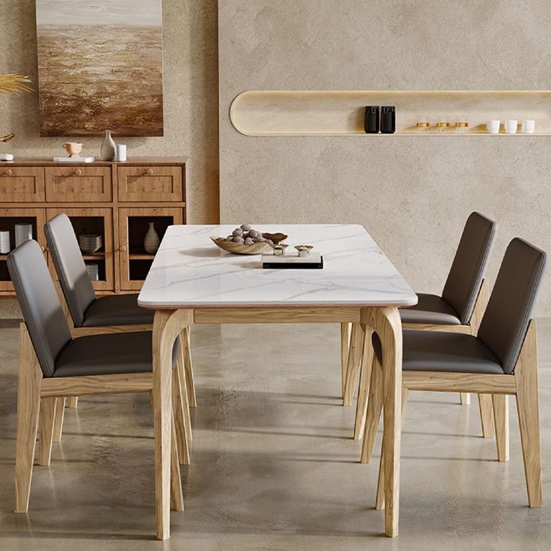 Rectangle Dining Table Solid Wood Base Dining Table for Kitchen Clearhalo 'Dining Tables & Seating' 'Dining Tables' 'dining_table' 'furn' 'furn_dining_table' 'Furniture' 'Kitchen & Dining Furniture' 1200x1200_3fbaac84-d068-4368-a4db-a110462f52a8