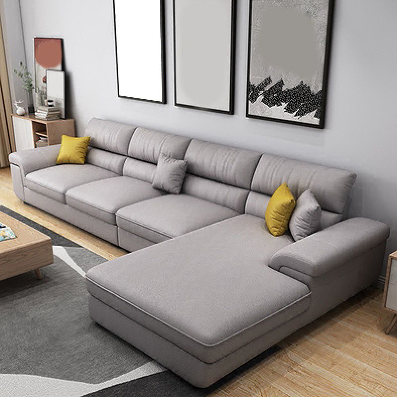 Casual Removable Cushions Sectionals 37.4"H Pillow Top Arm Sofa with 4 Pillows Clearhalo 'Furniture' 'furniture_sectionals' 'kitchen' 'kitchen_sectionals' 'Living Room Furniture' 'Sectionals' 1200x1200_3fbabfb5-97ed-4a72-a705-db432fb1c720