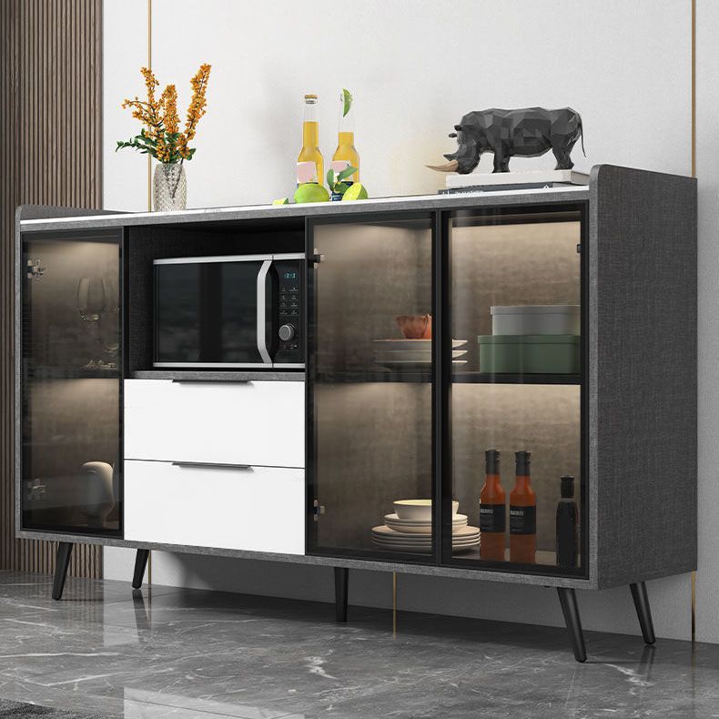 Sideboard di vetro in pietra moderna Sidebore di vetro con 2-cassetti