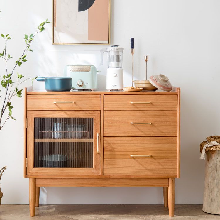 4-Drawer Dining Server Pine Massives Holz Sideboard-Buffet für Esszimmer