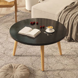 Modern Round Wooden 4 Legs Coffee Table Beige/Black/White Cocktail Table