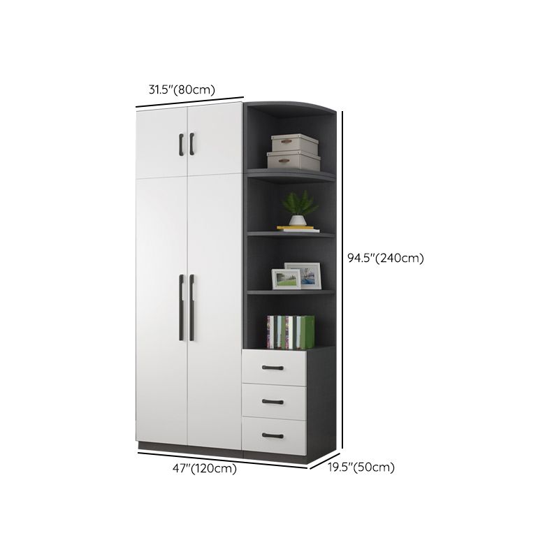 Engineered Wood Wardrobe Cabinet Modern Style Wardrobe Closet with Shelves