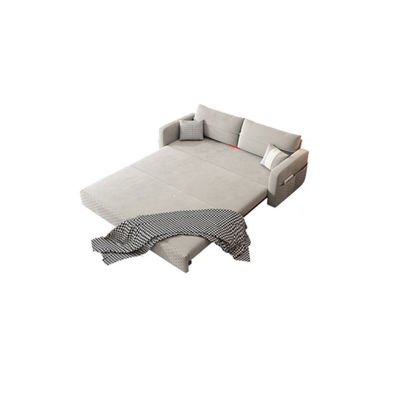 Metal Frame Sleeper Sofa Light Gray Square Arms Sofa Bed with Upholstered, 32.28" Wide Clearhalo 'furn' 'furn_futons' 'Furniture' 'Futons & Daybeds' 'Futons' 'Living Room Furniture' 1200x1200_3fc1ef37-1962-4c0b-8511-23eacbcb6dc9