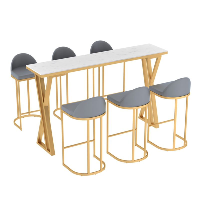 Set tavolo da bar in pietra Set da tavolo da pub rettangolare stile glam 1/2/7 pezzi