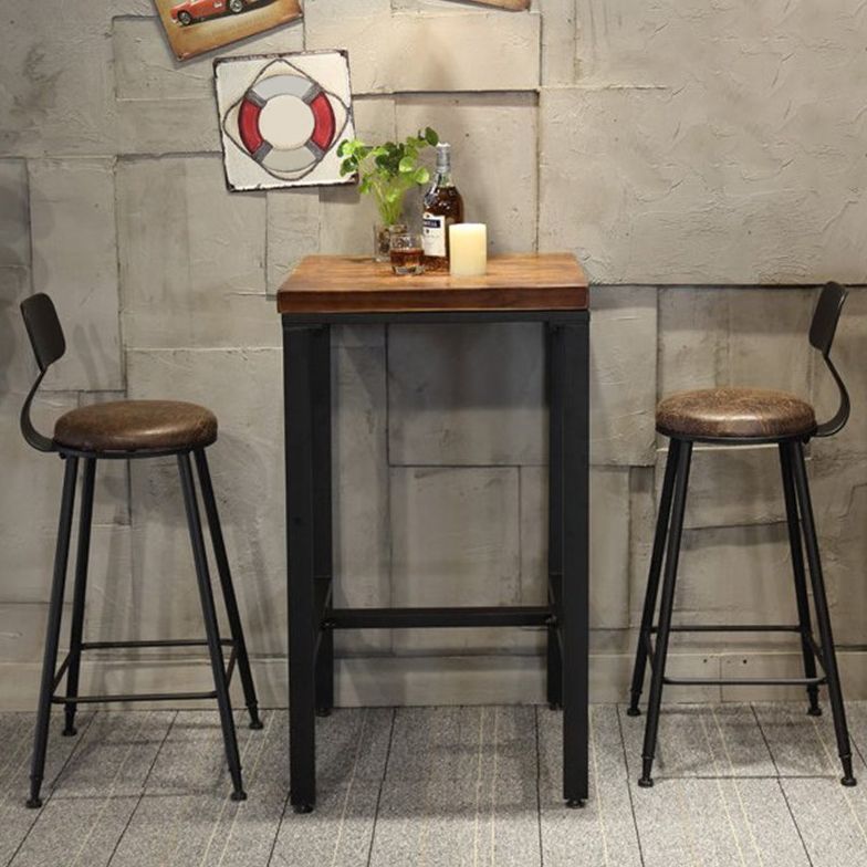 Industrial 1/3/4/5 Pieces Bar Table Set Square Pine Wood Counter Table with High Stools Clearhalo 'Bar Furniture' 'furn' 'furn_home_bar_bar_sets' 'Furniture' 'Home Bars & Bar Sets' 'home_bar_bar_sets' 'Kitchen & Dining Furniture' 1200x1200_3fc2d45e-0f09-4424-b219-9bec399fd20a