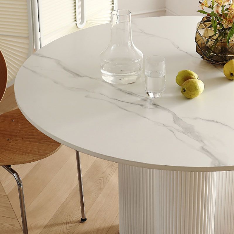Contemporary Round Dinette Table Sintered Stone and Solid Wood Top Table Clearhalo 'Dining Tables & Seating' 'Dining Tables' 'dining_table' 'furn' 'furn_dining_table' 'Furniture' 'Kitchen & Dining Furniture' 1200x1200_3fc2efd3-2e4f-421c-856d-698a909ceca7