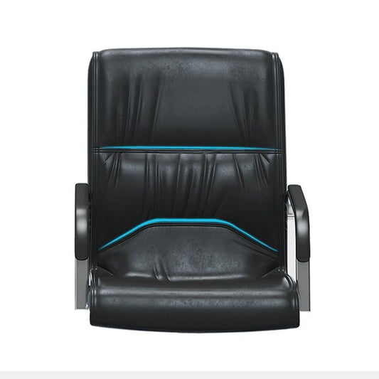 ハイバック固定アームチェアレザーブラックフェイクレザーオフィスチェア
