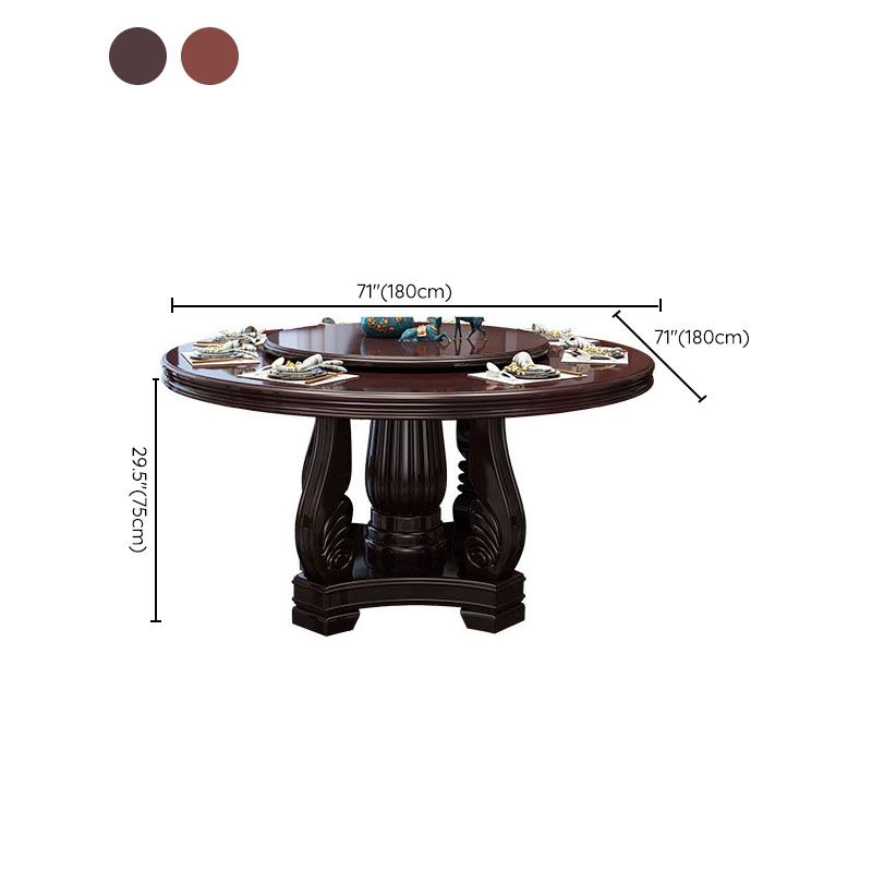 Wood Pedestal Dining Table Turntable Dining Table for Dining Room Clearhalo 'Dining Tables & Seating' 'Dining Tables' 'dining_table' 'furn' 'furn_dining_table' 'Furniture' 'Kitchen & Dining Furniture' 1200x1200_3fc596bb-9bbb-47c3-ba52-4c81fc668c1e
