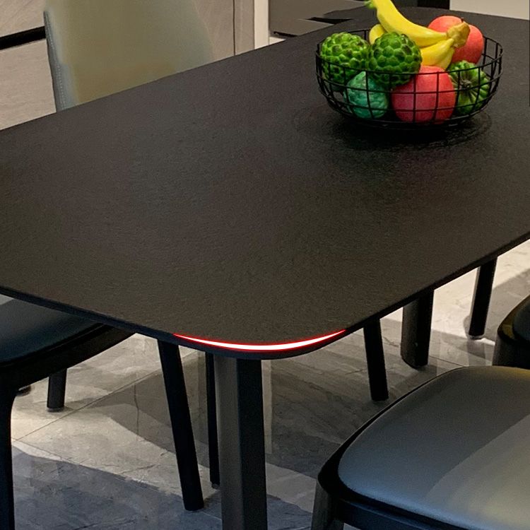 Modern Rectangle Stone Dining Table Wood Base for Dining Room