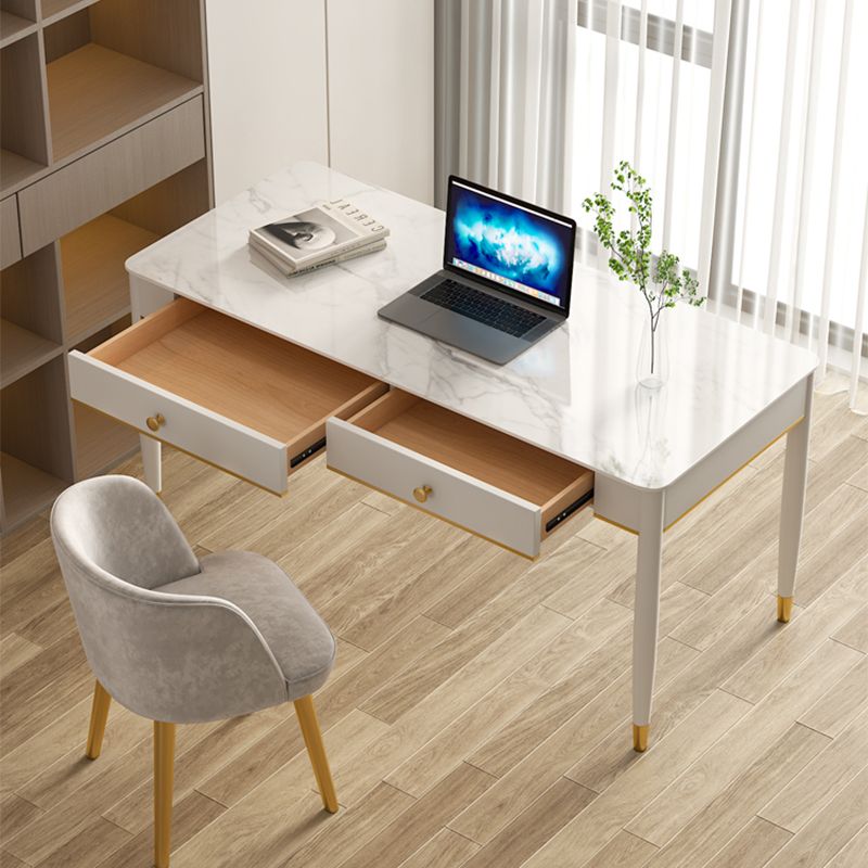 Rechteckiger zeitgenössischer Schreibtisch Stein Büro -Schreibtisch mit 1/2 Schubladen