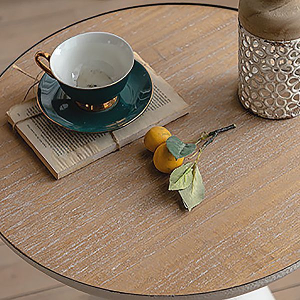 French Country Metal Pedestal Side End Table 18.9" Tall Round Side End Table