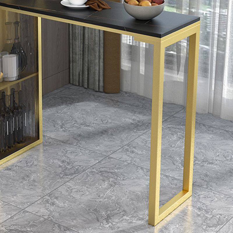 Glam Style Bar Table 42-inch Height Stone Top Pub Table with Cupboard