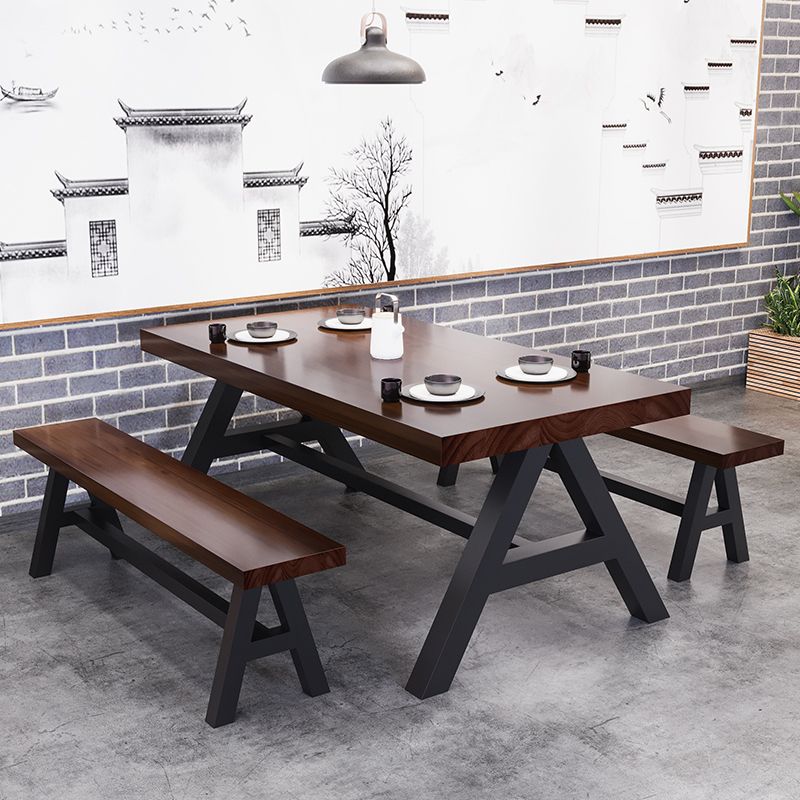 Industrial Kitchen Rectangle Dinner Table Solid Wood Dining Table Clearhalo 'Dining Tables & Seating' 'Dining Tables' 'dining_table' 'furn' 'furn_dining_table' 'Furniture' 'Kitchen & Dining Furniture' 1200x1200_3fce59f4-d06d-405a-9443-66d13997713c