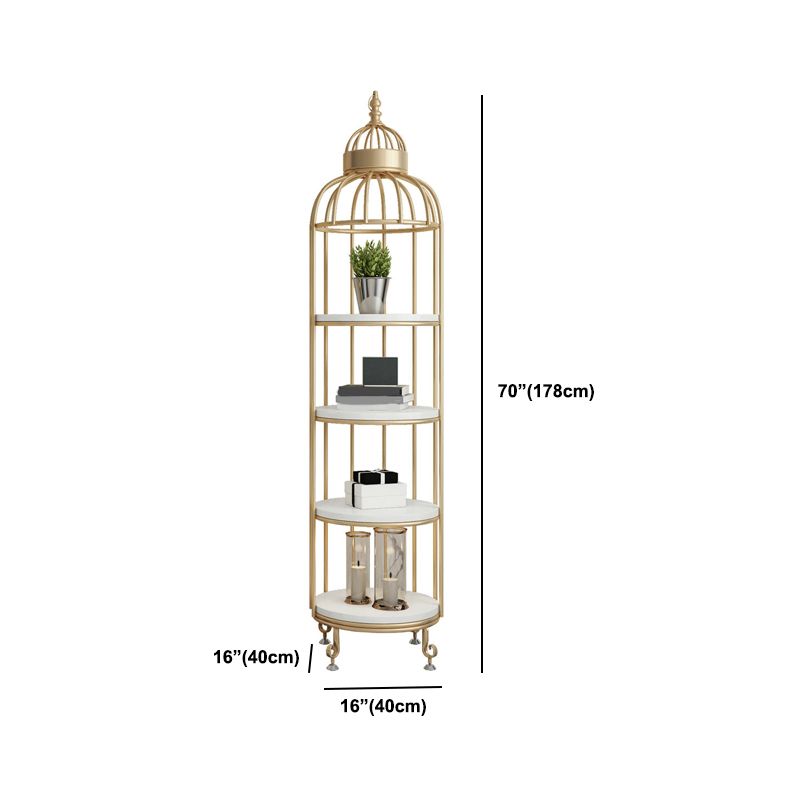 Scaffali di libreria verticale in metallo in metallo glam