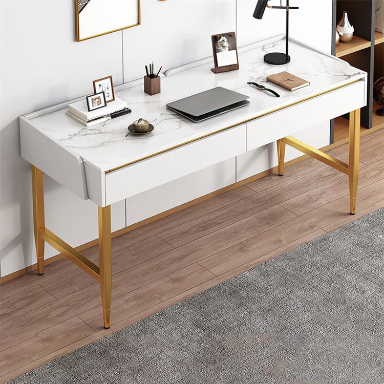 Zeitgenössischer Stein Büro -Schreibtisch Schlafzimmer Schreibtisch mit schwarzen Beinen