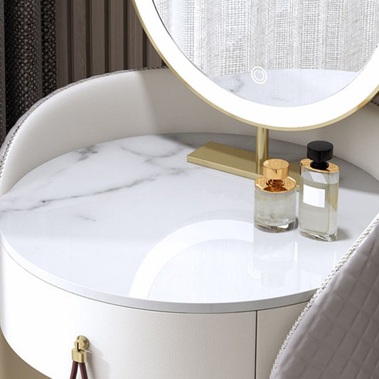 Mesa de tocador de madera y metal Taburada de tocador de cuero sintético