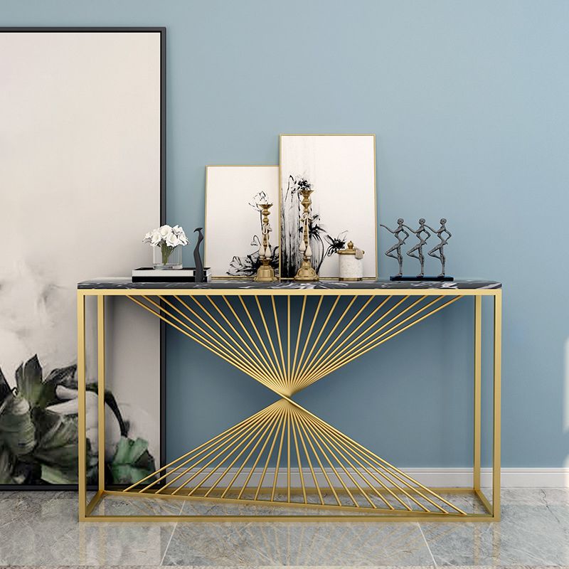 Glam Rectangle Accent Table 31.5" Tall Marble Console Table for Hall Clearhalo 'Console Tables' 'console_tables' 'Entry & Mudroom Furniture' 'furn' 'furn_console_tables' 'Furniture' 1200x1200_3fd20ef8-348c-40dc-8175-e5cc58d7b98b