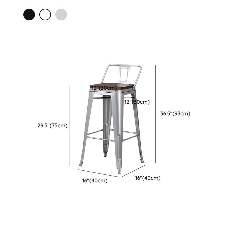 Contemporary Metal Bar Stool Low Back Dining Stool with Footrest Clearhalo 'Bar Furniture' 'Bar Stools' 'bar_stools' 'furn' 'furn_bar_stools' 'Furniture' 'Kitchen & Dining Furniture' 1200x1200_3fd3a06e-fd64-4b17-b26e-d1aa965636ce