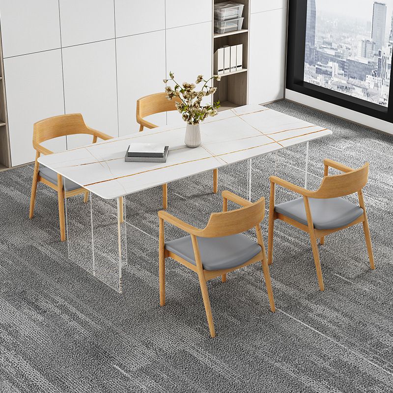 Modern Dining Table Rectangle Stone Top Table with Sled Base Clearhalo ' dining_table' 'Dining Tables & Seating' 'Dining Tables' 'furn' 'furn_dining_table' 'Furniture' 'furniture_dining_table' 'Kitchen & Dining Furniture' 'kitchen&dining_furn' 'kitchen' 'kitchen_dining_table' 1200x1200_3fd46456-364a-4652-9107-f618ef7c683c