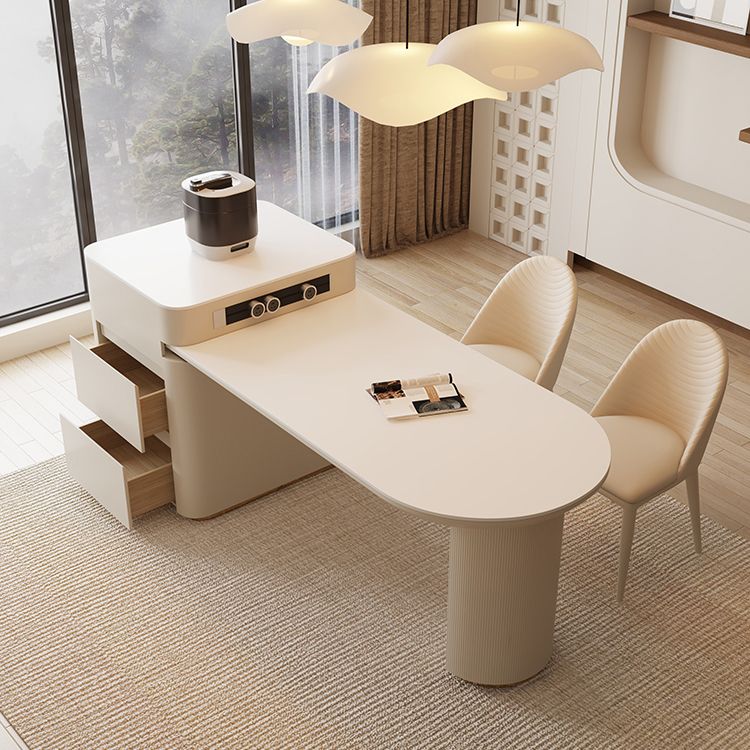 Modern Free Form Dining Table Stone Top Dinette Table with Storage Clearhalo 'Dining Tables & Seating' 'Dining Tables' 'dining_table' 'furn' 'furn_dining_table' 'Furniture' 'Kitchen & Dining Furniture' 1200x1200_3fd7cc59-e6fa-4d95-a82b-95e502dceacb