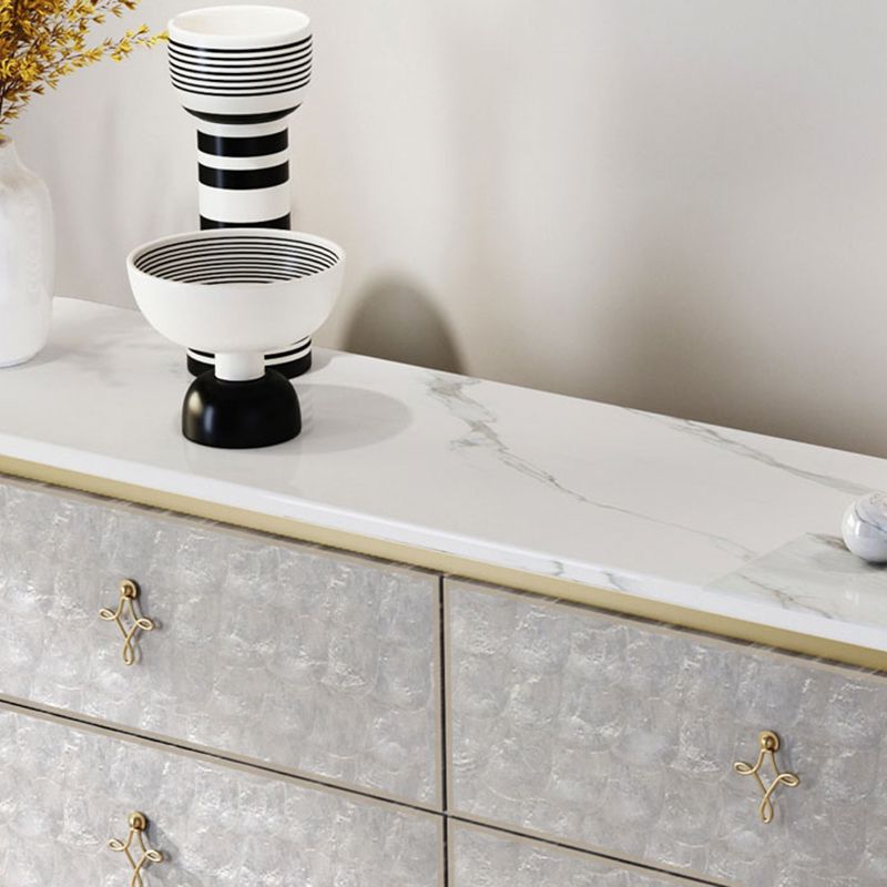 Classic Glam Double Dresser Stone Storage Chest with Metal Feet for Bedroom Clearhalo 'Bedroom Furniture' 'Dressers & Chests' 'dressers_chests' 'furn' 'furn_dressers_chests' 'Furniture' 1200x1200_3fd9dc07-3f3d-4a4a-a39f-cd80543db8b6