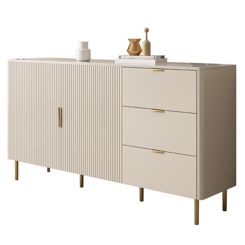 Glam -stijl buffettafel stenen zijbord met kasten en laden