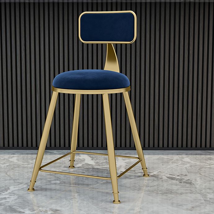 Nordic Armless Backrest Counter Stool Iron KitchenBar Stool with Cushion and Pedal