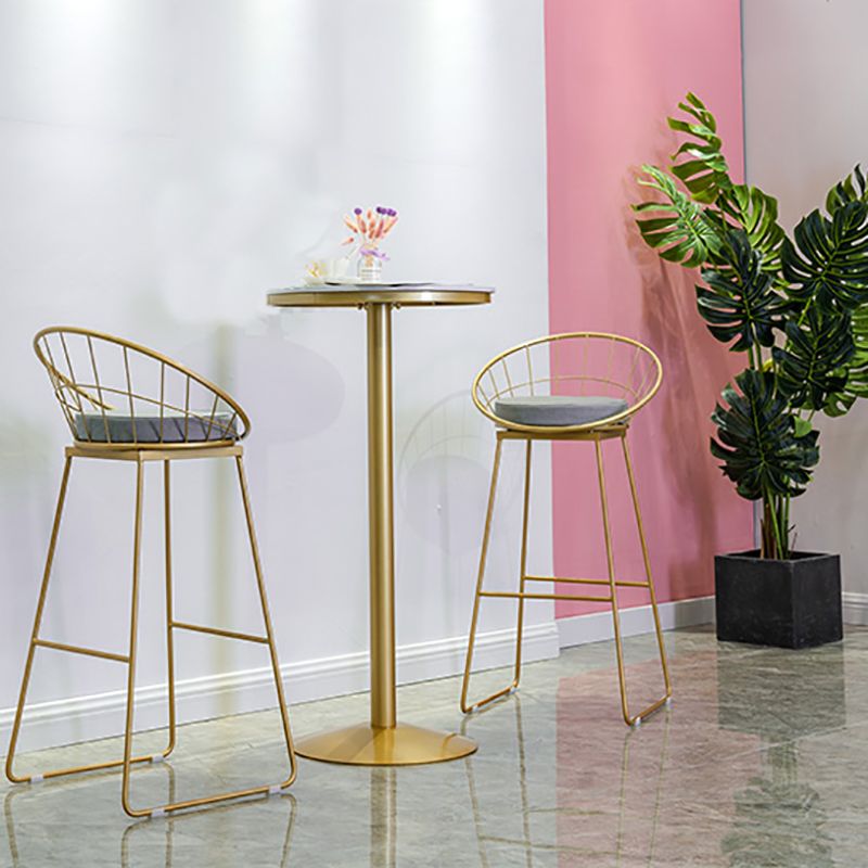 Glam White Faux Marble Pub Bar Table Indoor Iron Bar Dining Table with Single Pedestal Clearhalo 'Bar Furniture' 'Bar Tables' 'bar_tables' 'furn' 'furn_bar_tables' 'Furniture' 'furniture_bar_tables' 'Kitchen & Dining Furniture' 1200x1200_3fdc9566-8f26-4c12-a570-72a7334f3a83