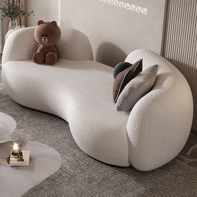 Contemporary Tuxedo Arm Curved Sofa Tight Back in Grey/White