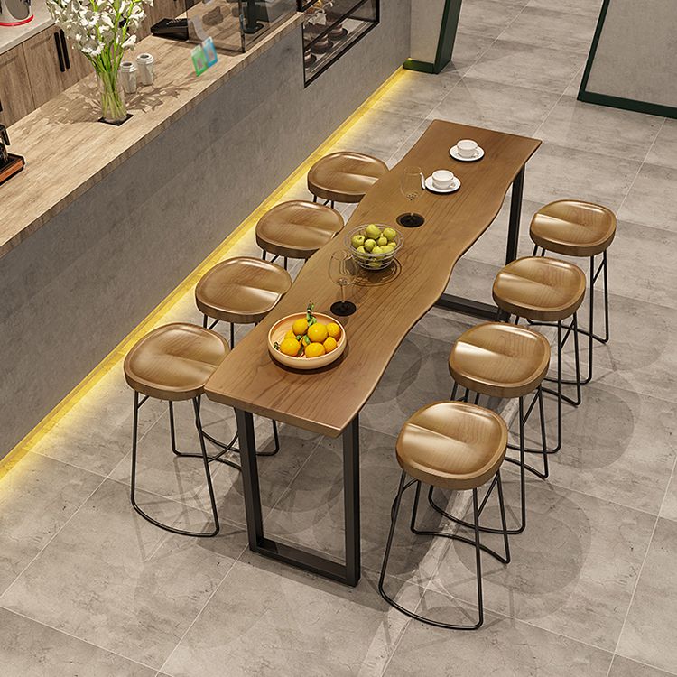 Tavolo da bar per top in legno di pino rettangolo tavolo da barre industriale con doppio piedistallo in nero