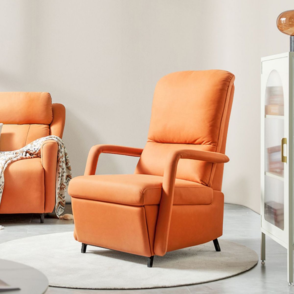 Faux Leather Recliner Chair Manial-Push Back Recliners with Footrest