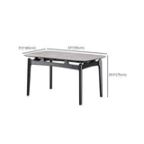 Dining Room Stone Dinner Table Rectangle 4 Legs Dining Table