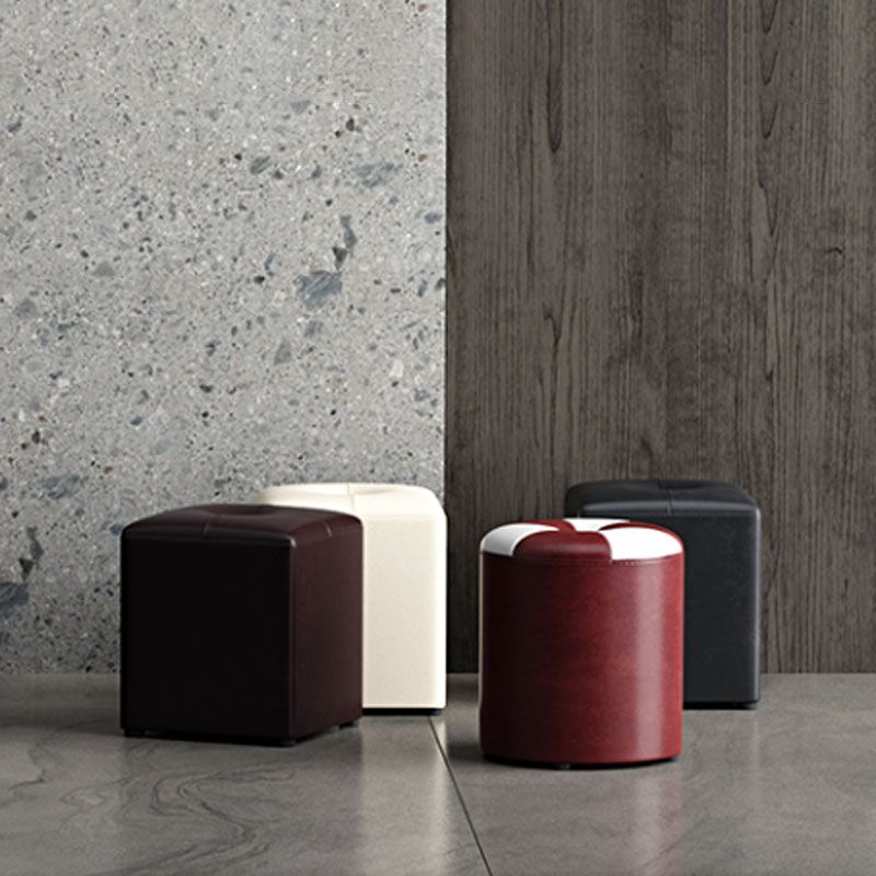 Glam Pouf Ottoman Genuine Leather Stain Resistant Upholstered Square Ottoman Clearhalo 'furn' 'furn_ottomans_poufs' 'Furniture' 'Living Room Furniture' 'Ottomans & Poufs' 'ottomans_poufs' 1200x1200_3fe0f498-ba55-4871-a537-3851c8d5e0b5