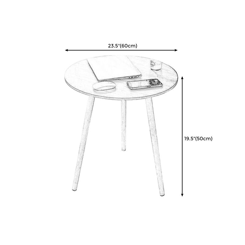 Farmhouse Round Wood Table Top Side Table with Three Wooden Legs