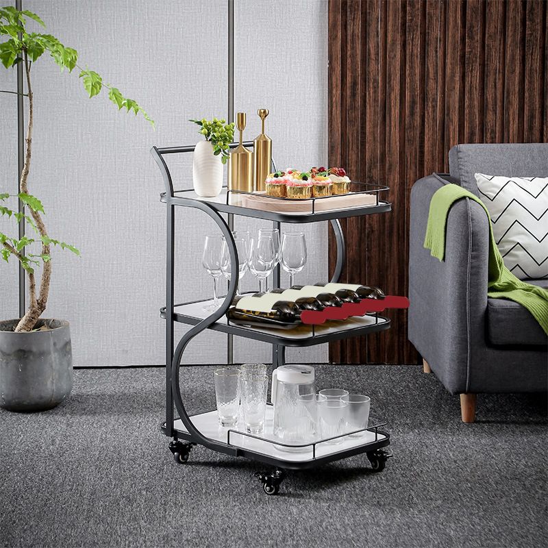 33.46" High Contemporary Prep Table Rolling Metal Prep Table for Home