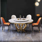 Sintered Stone Top Rotatable Round Table for Restaurant Luxury Dining Table Metal Base