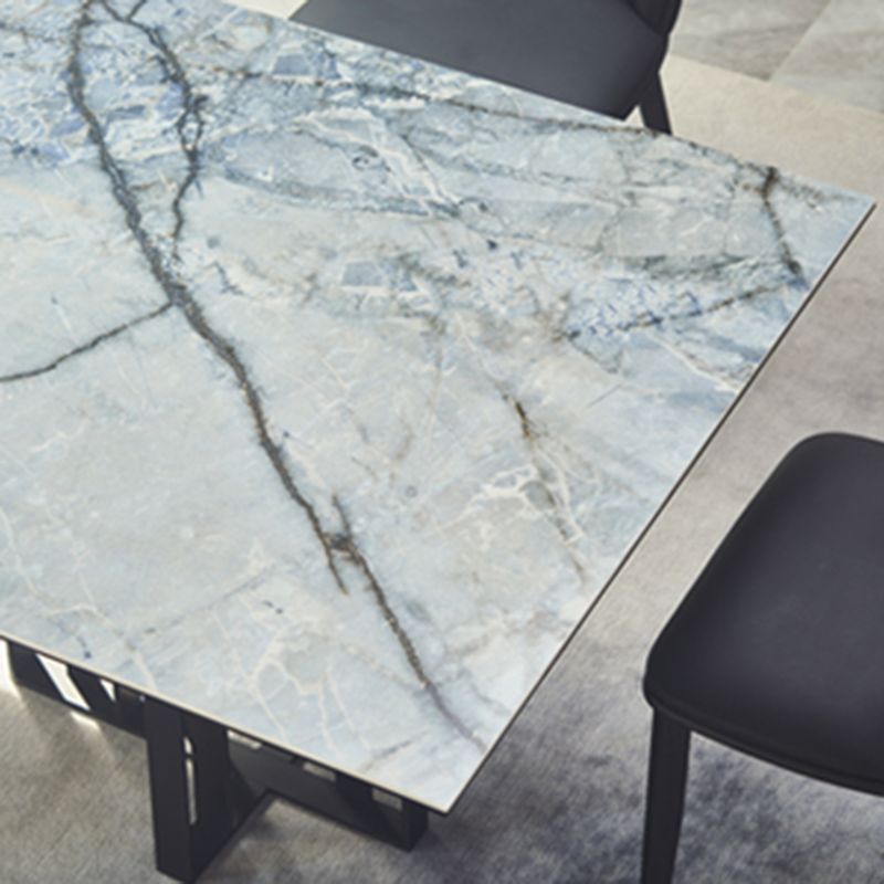 Style nordique 1/2/5/7 Pieces Chaises de restauration Ensemble de meubles en pierre rectangulaire en gris