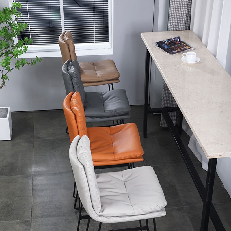 Modern Armless Backrest Counter Stool Steel Bar Stool with Leather Cushion Clearhalo 'Bar Furniture' 'Bar Stools' 'bar_stools' 'furn' 'furn_bar_stools' 'furniture_bar_stools' 'Kitchen & Dining Furniture' 'kitchen&dining_furn' 'kitchen' 'kitchen_furn' Furniture' 1200x1200_3fe3b989-8895-4cb0-9493-d1e1abf6dc20