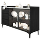 Stone Top Dining Room Sideboard Cabinet Modern Credenza with Drawer and Glass Door Clearhalo 'buffet_sideboard' 'Buffets & Sideboards' 'furn' 'furn_buffet_sideboard' 'Furniture' 'Kitchen & Dining Furniture' 1200x1200_3fe3f24d-c4c9-4514-abd2-0c2a8b075a67