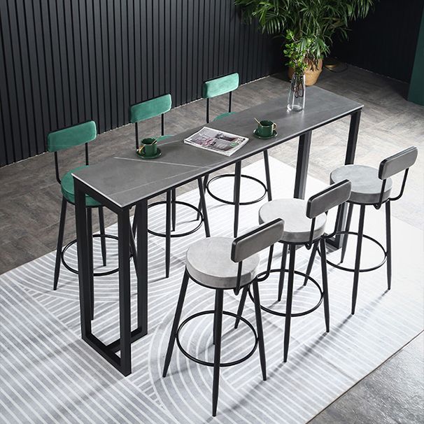 Contemporary Rectangle Bar Dining Table Indoor Bar Table with Black Metal Base Clearhalo 'Bar Furniture' 'Bar Tables' 'bar_tables' 'furn' 'furn_bar_tables' 'Furniture' 'furniture_bar_tables' 'Kitchen & Dining Furniture' 'kitchen&dining_furn' 'kitchen' 1200x1200_3fe451d4-f0ec-4ff7-90b8-104e5da13c96