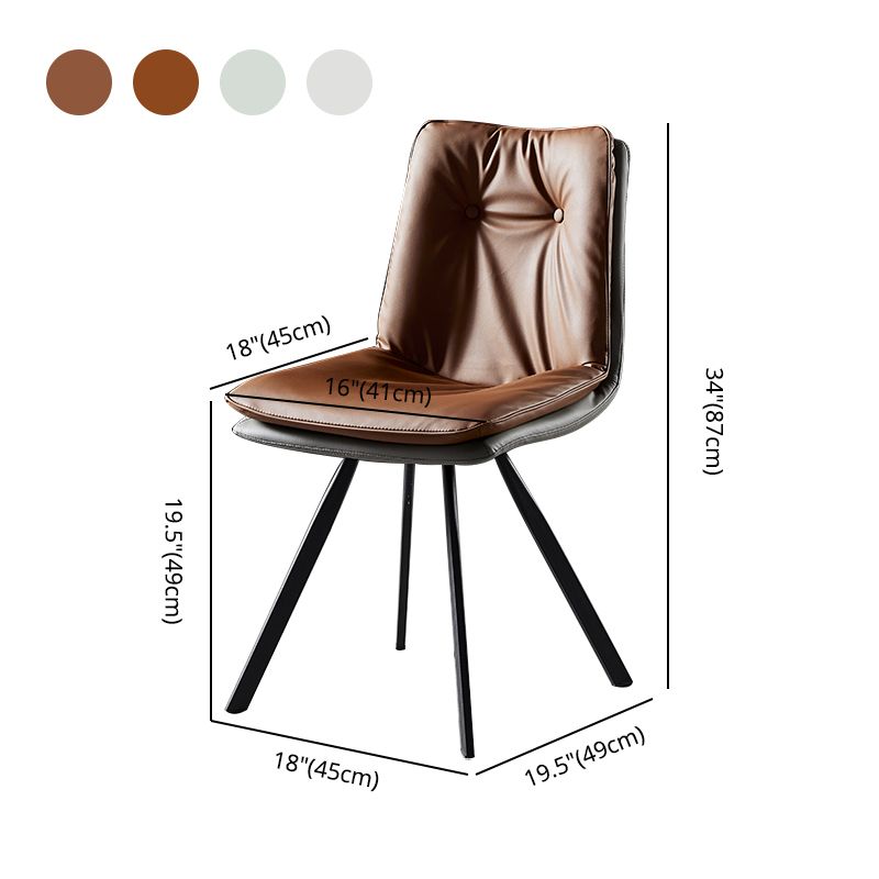 Scandinavian Style Leather Dining Chairs Upholstered Solid Back Chair for Home Use (Set of 2) Clearhalo ' kitchen&dining_furn' 'Dining Chairs' 'Dining Tables & Seating' 'dining_chair' 'furn' 'furn_dining_chair' 'Furniture' 'furniture_dining_chair' 'Kitchen & Dining Furniture' 'kitchen' 1200x1200_3fe45b36-3708-48ce-8114-c3c2a11af754